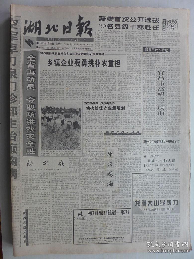 湖北日报 1995年7月24日&middot;洪利珍顾大家,标兵涂中荣,海底岩在上发现古生物粪便,我在世界上首次合成新核素镤--239,桂斯斌题字,桥梁专家陈新 a